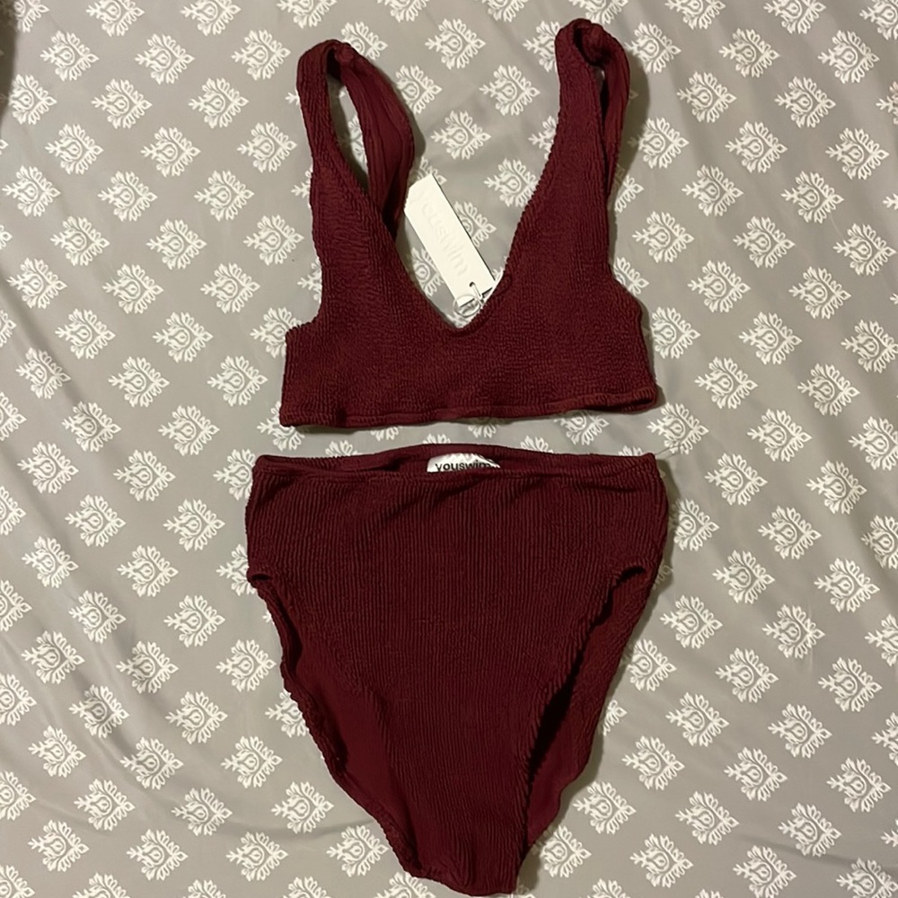 Youswim Eva High Waist Two-Piece in garnet.